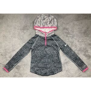 Nike pro grey and black animal print half zip hoodie